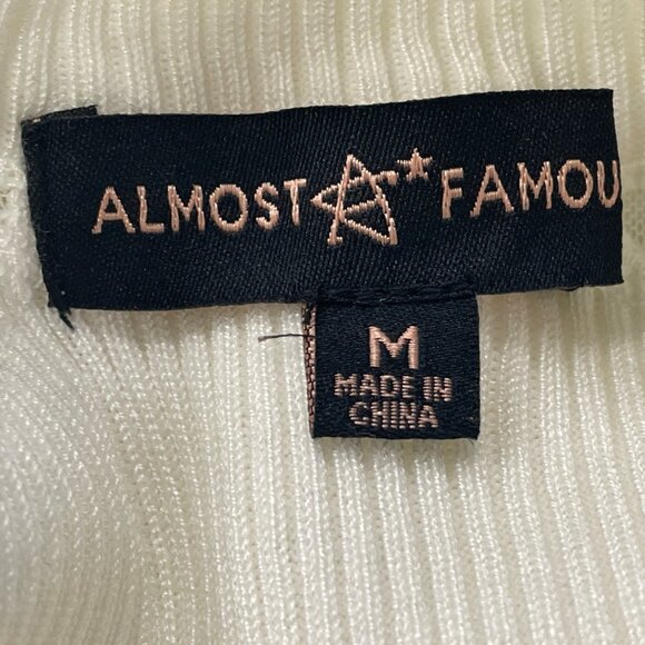 Almost Famous Womens White Ribbed Long Sleeve Mock Neck Top Size M - Picture 5 of 7
